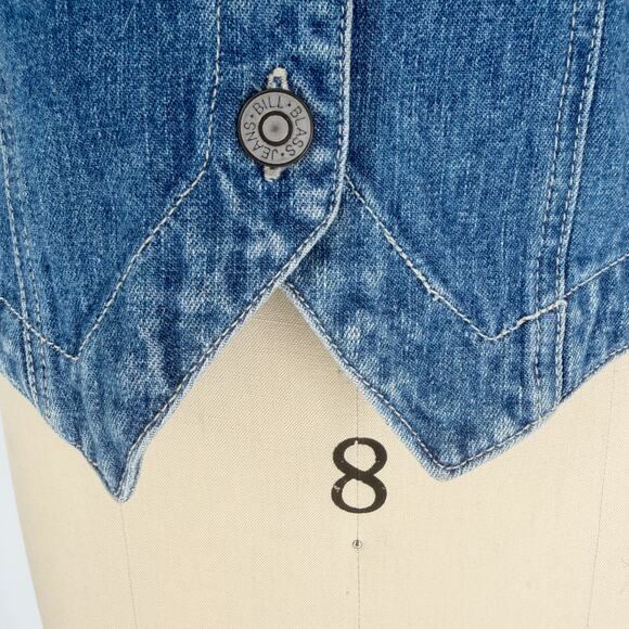 Vintage 90s Bill Blass Jeans Velvet Collar Denim Vest Womens size Medium - Picture 7 of 12